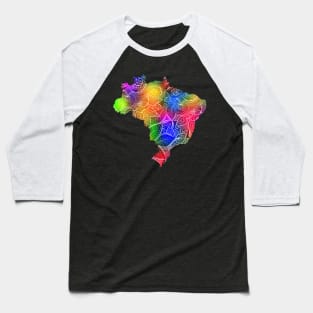 Colorful mandala art map of Brazil with text in multicolor pattern Baseball T-Shirt